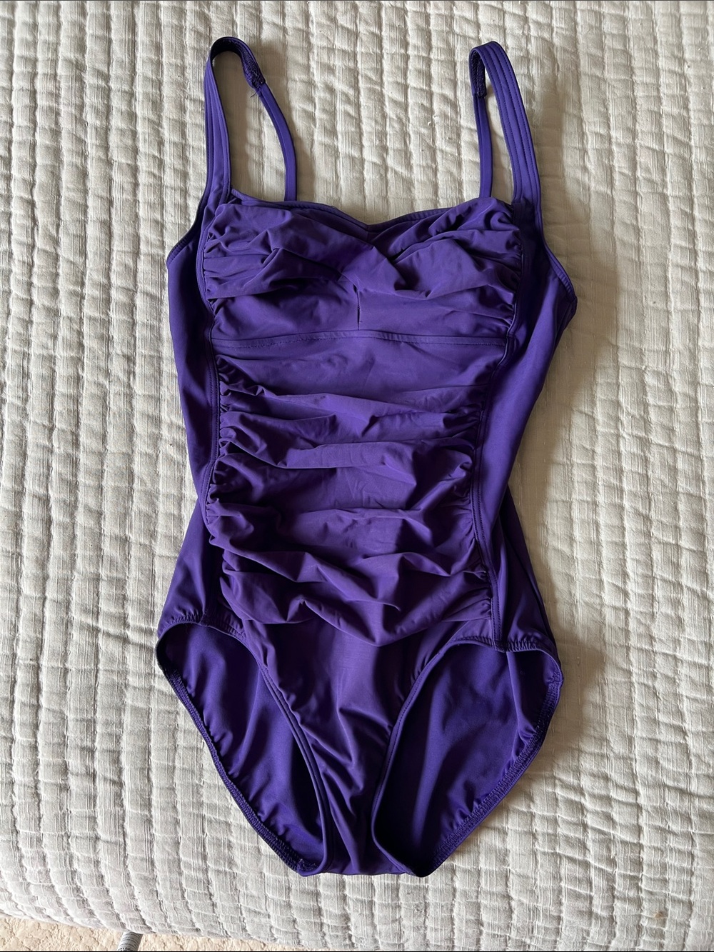 Lands' End Deep Purple Ruched One-Piece Swimsuit
